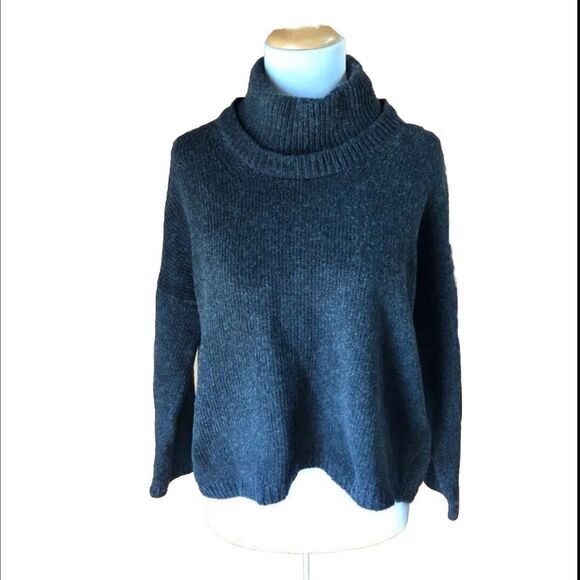 THEORY Sal Woodstock Wool Cashmere Crop Sweater Back Zipper - L - Picture 1 of 11